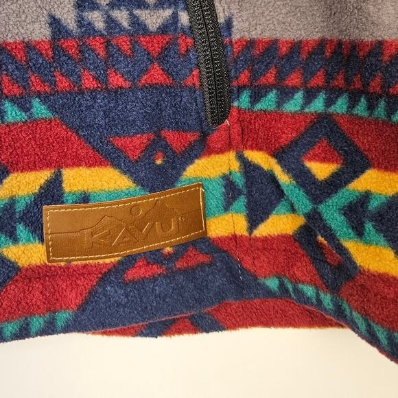 KAVU Overlook Polar Fleece Poncho Hoodie Aztec Cozy Oversize Southwestern Medium - Picture 7 of 12